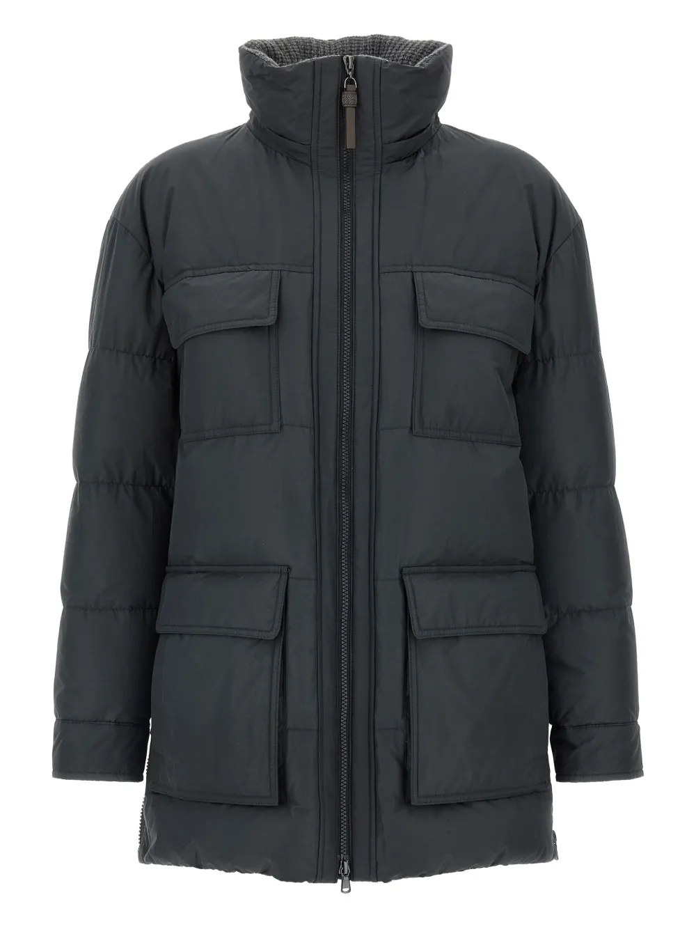 Brunello Cucinelli quilted padded pocket coat Grijs