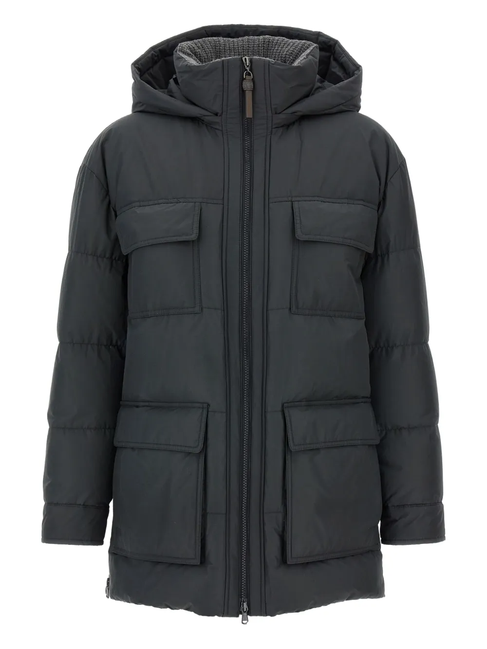 Brunello Cucinelli quilted padded pocket coat Grijs