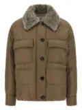 Brunello Cucinelli quilted sherling-collar padded coat - Neutrals