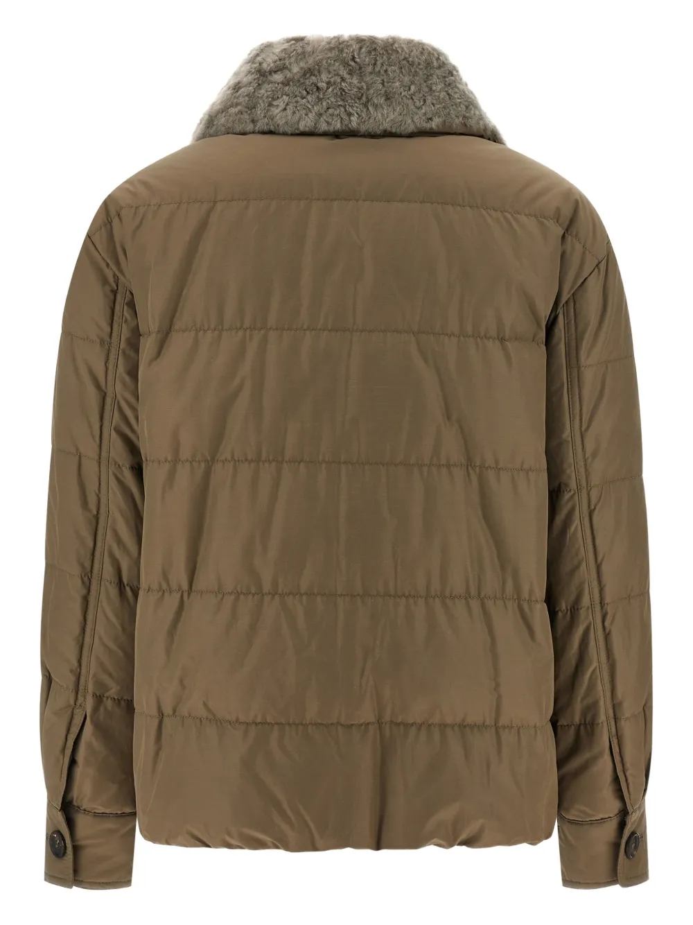 Brunello Cucinelli quilted sherling-collar padded coat Beige