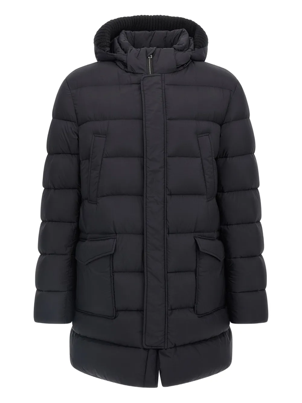Herno quilted hooded parka coat Zwart
