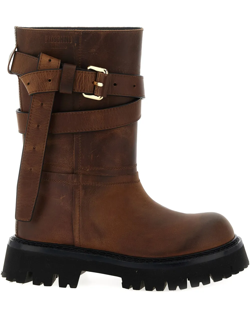 Moschino buckled leather boots - ブラウン Moschino buckled leather boots - ブラウン