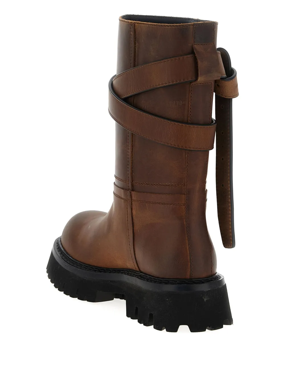 Moschino buckled leather boots Brown