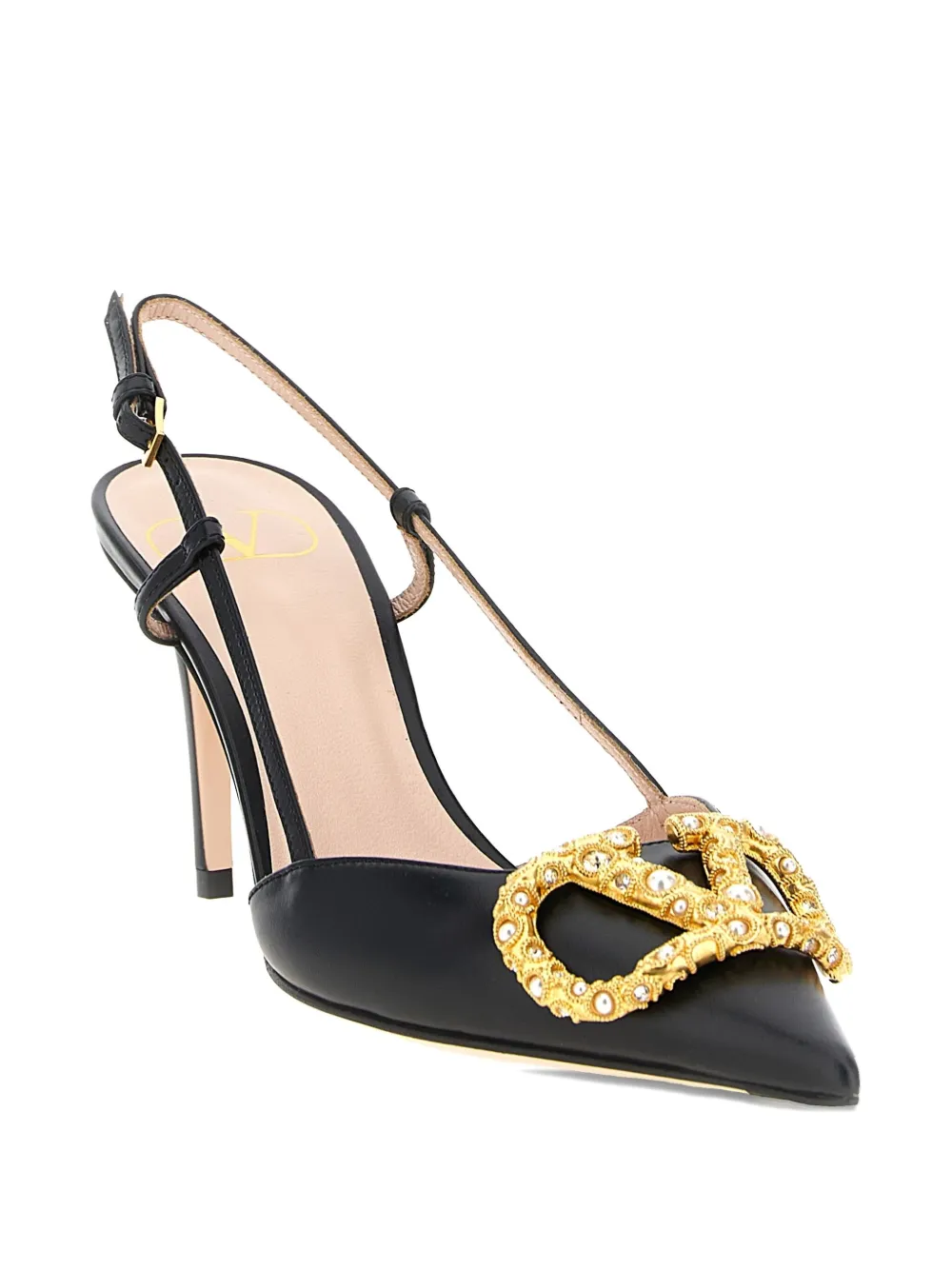 Valentino Garavani 80mm VLogo Signature slingback pumps Black