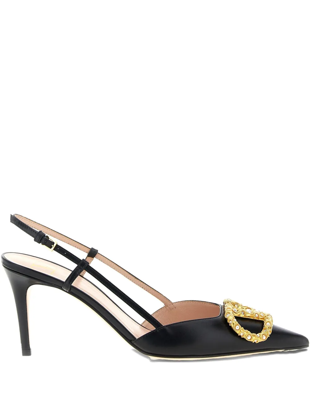 Valentino Garavani 80mm VLogo Signature slingback pumps Black