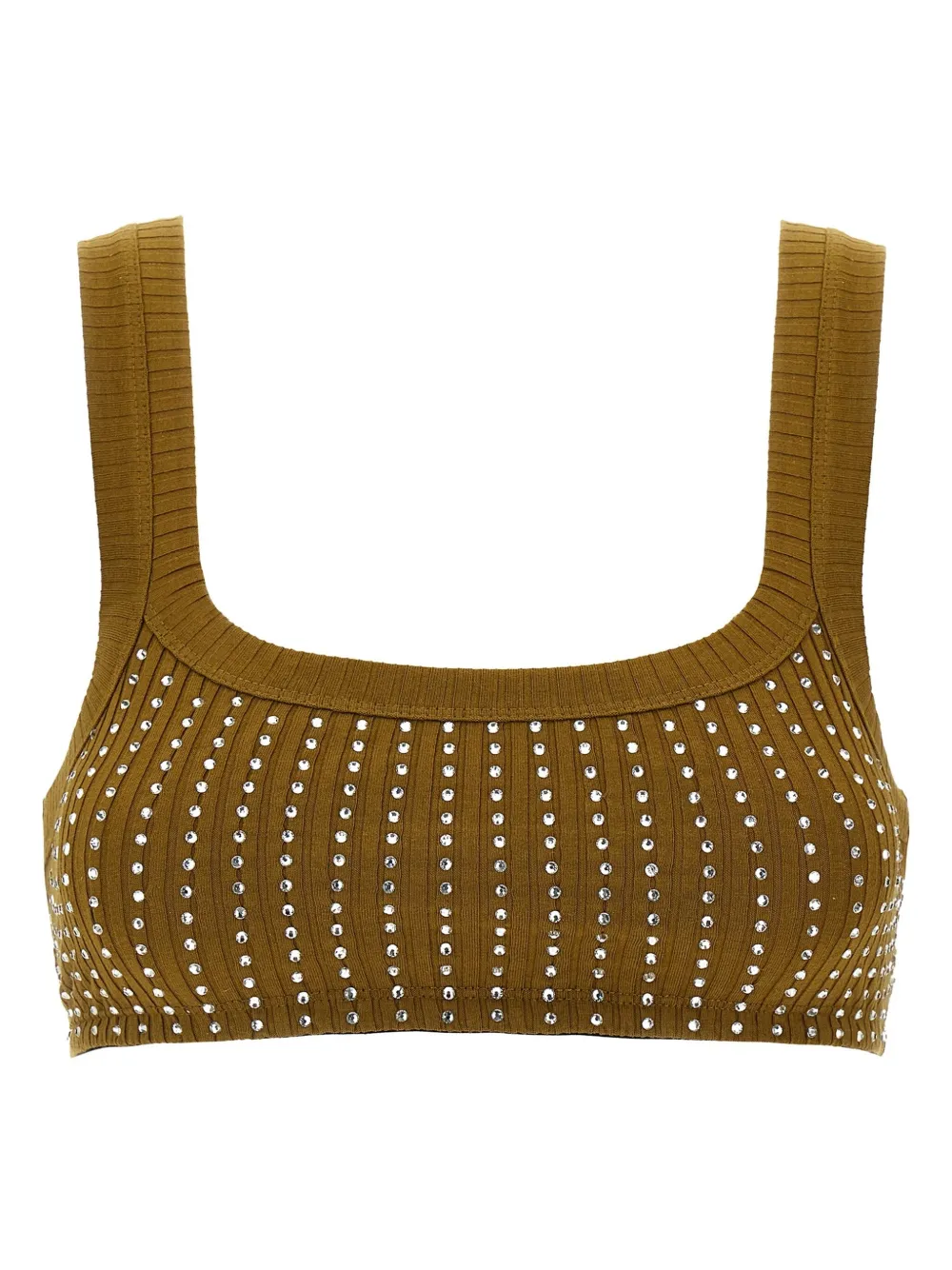 The Attico crystal-embellished ribbed top Bruin
