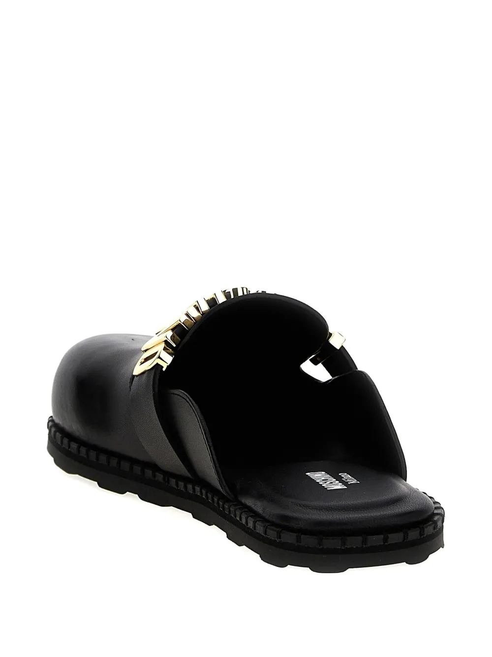 Moschino logo-plaque leather mules Black