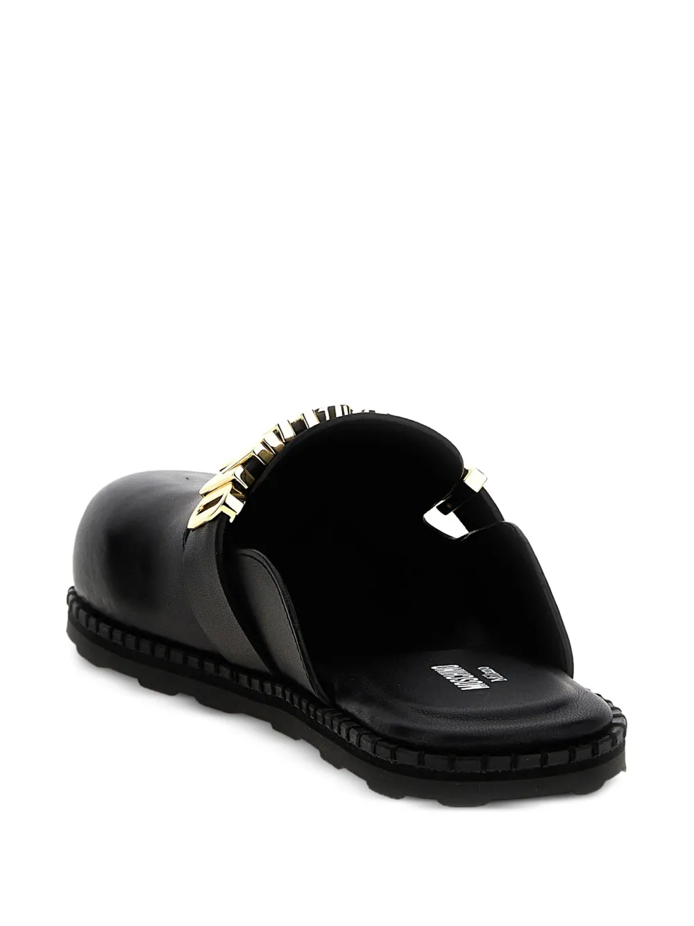 Moschino logo-plaque leather mules Black