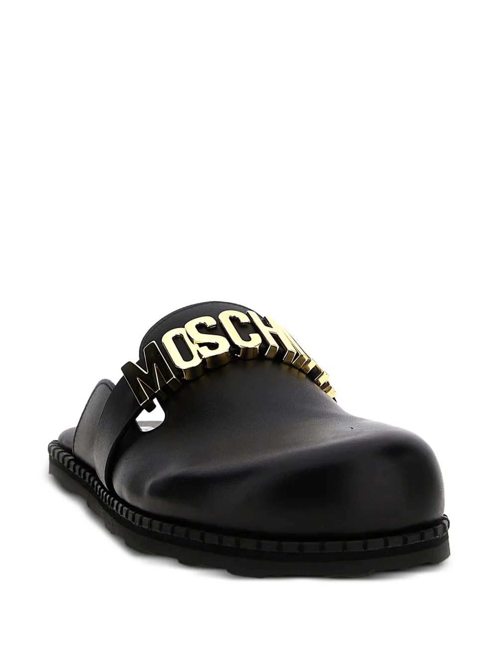 Moschino logo-plaque leather mules Black