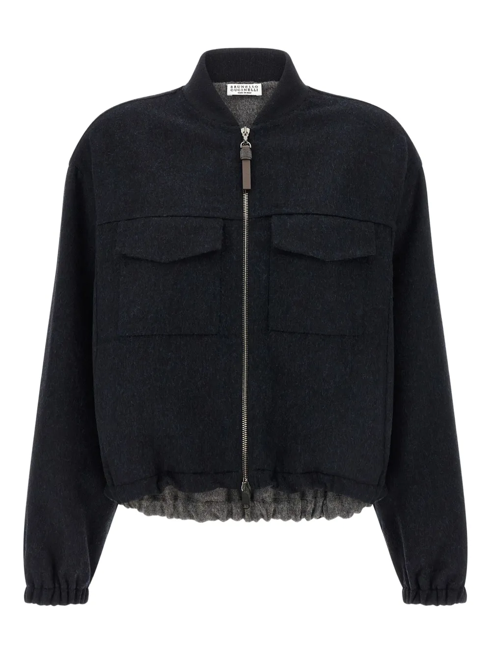 Brunello Cucinelli drawstring-hem bomber jacket Blauw