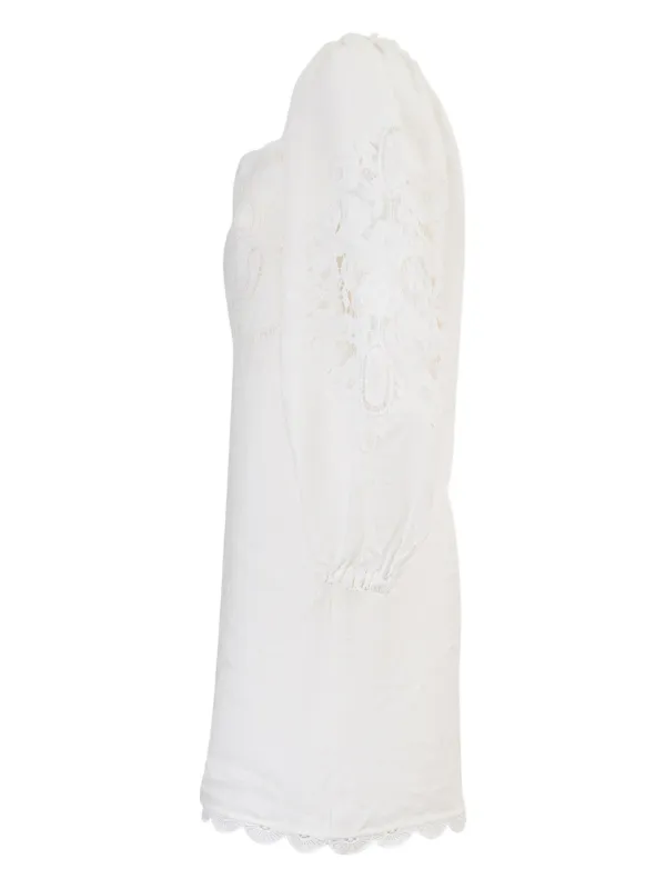 FARM Rio Embroidered puff-sleeve Mini Dress | White | FARFETCH