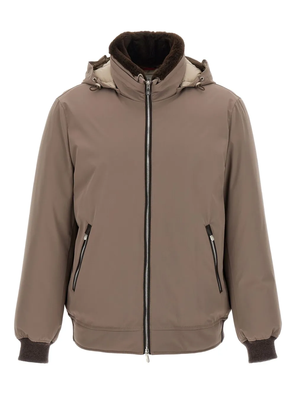 Brunello Cucinelli detachable-hood quilted padded jacket Bruin
