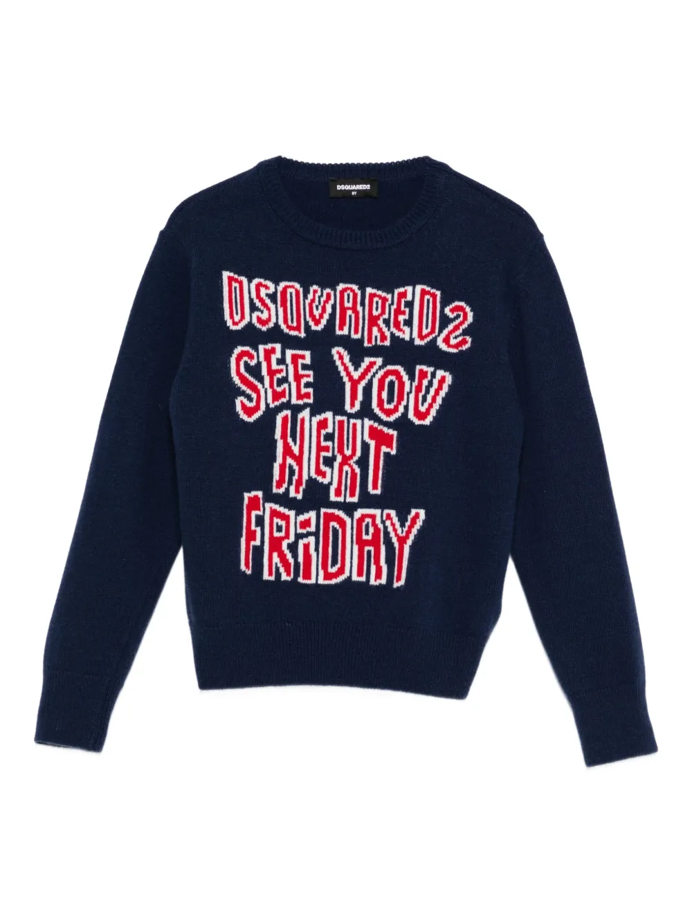 Dsquared2 Kids' Intarsia-logo Sweater In Blue