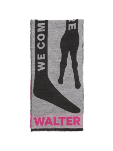 Walter Van Beirendonck graphic-knit fringed scarf