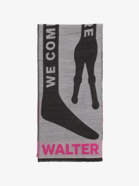 Walter Van Beirendonck graphic-knit fringed scarf