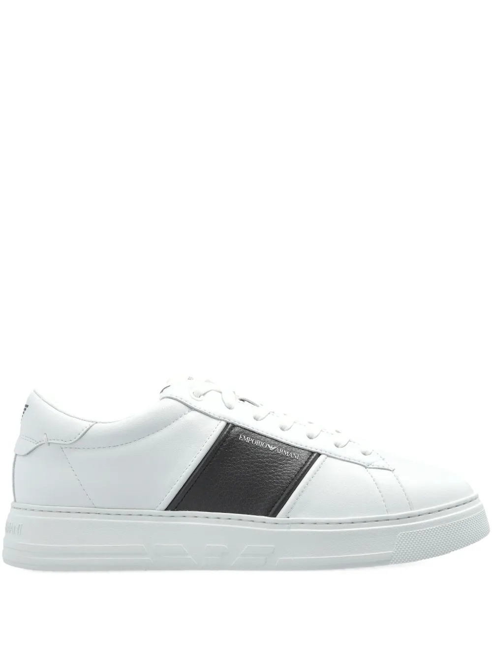 Emporio Armani leather panelled sneakers White