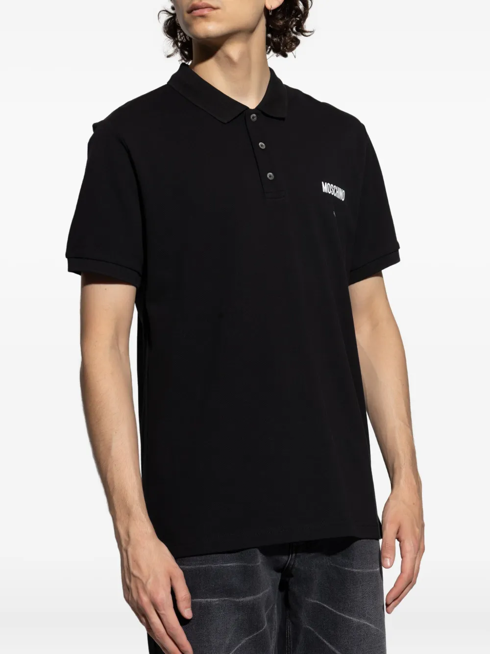 Moschino Poloshirt met geborduurd logo Zwart