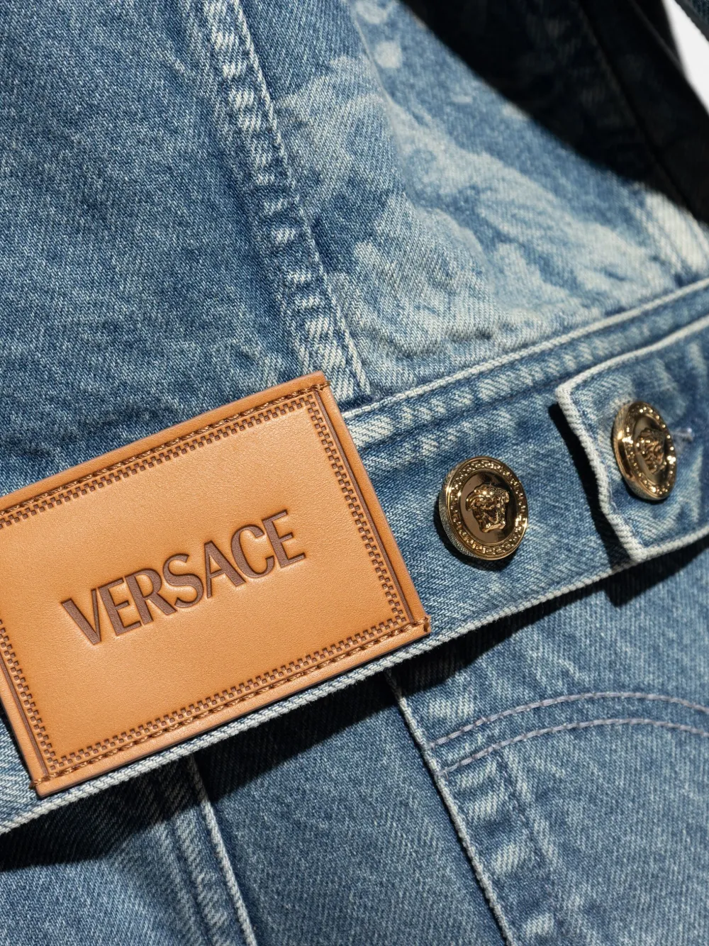Versace floral-print denim jacket Blauw