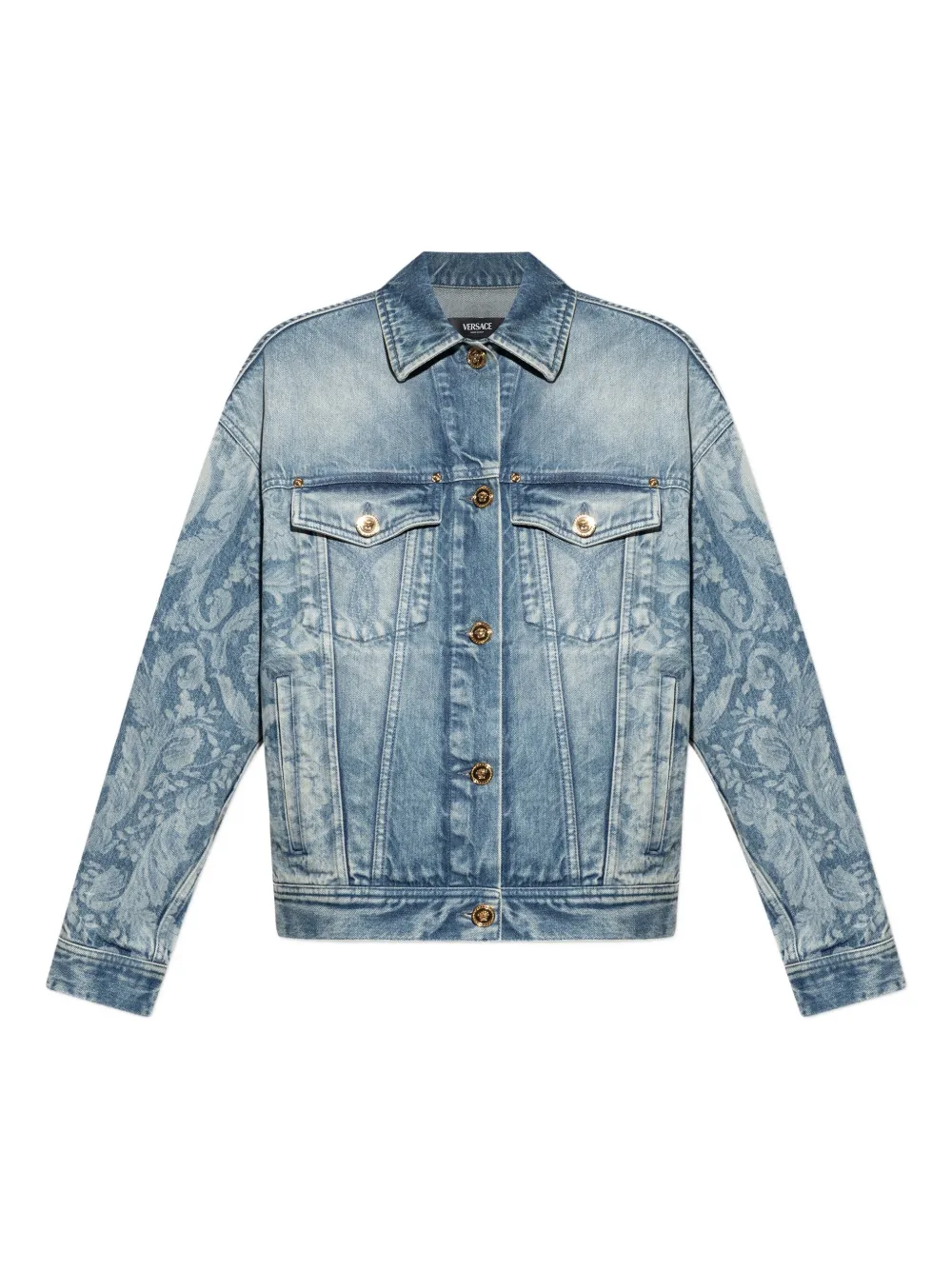 Versace floral-print denim jacket Blauw