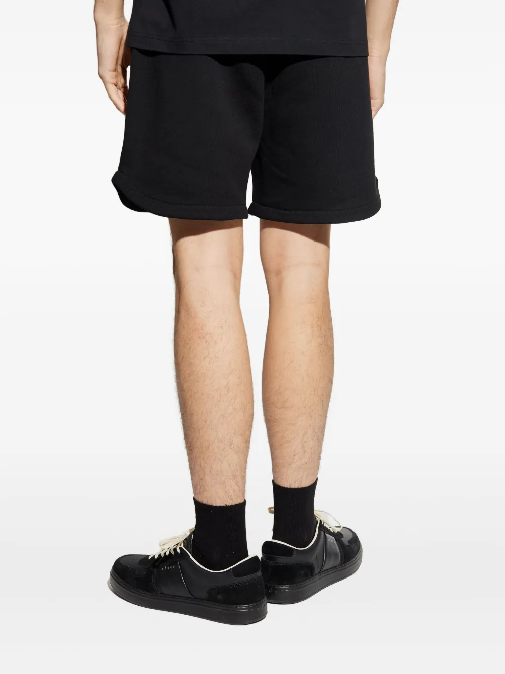 Emporio Armani embroidered cotton shorts Zwart