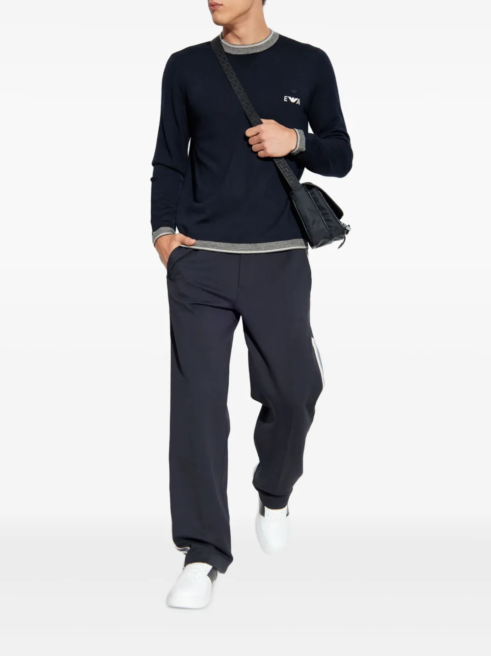 Emporio Armani Broek met zijstreep Zwart