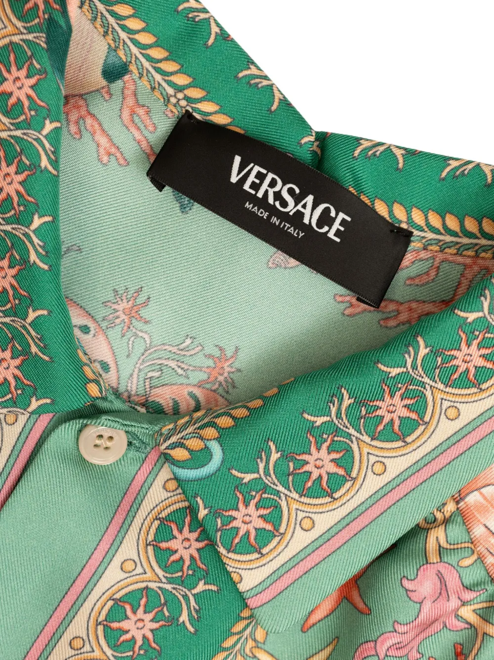 Versace Kids Underwater Barocco shirt met schelpenprint Groen