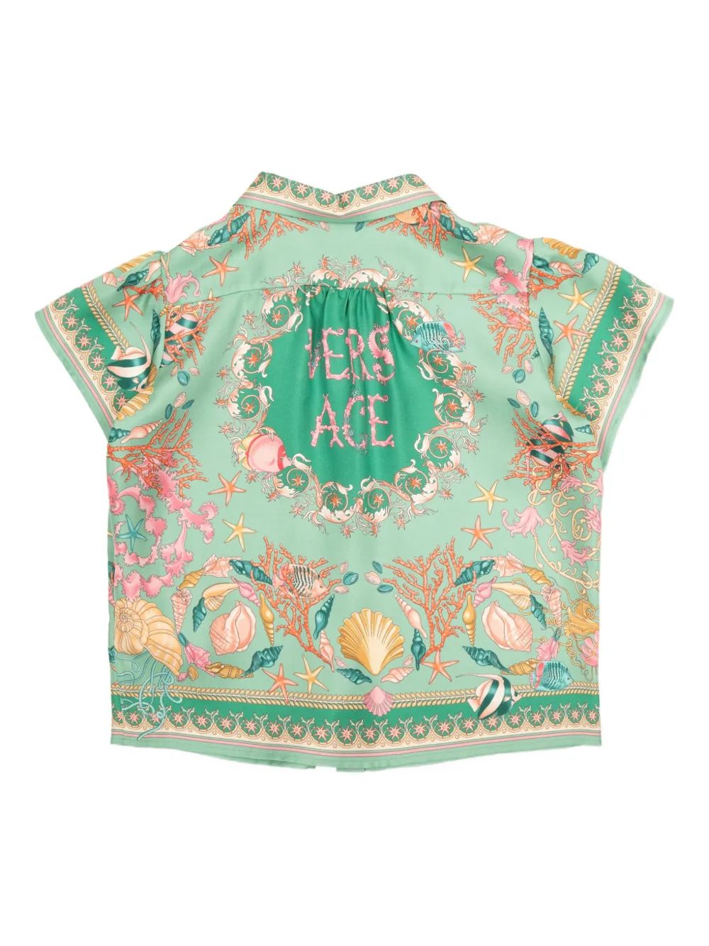 Versace Kids Underwater Barocco shirt met schelpenprint Groen