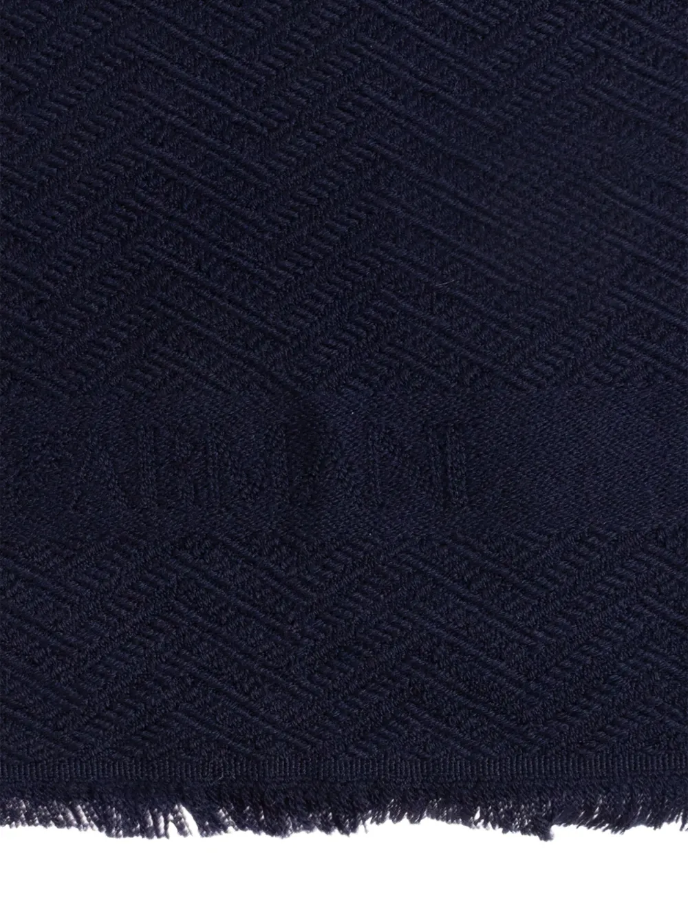 Emporio Armani herringbone-pattern wool scarf Blauw