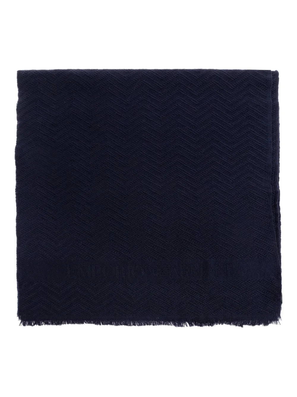 Emporio Armani herringbone-pattern wool scarf Blauw