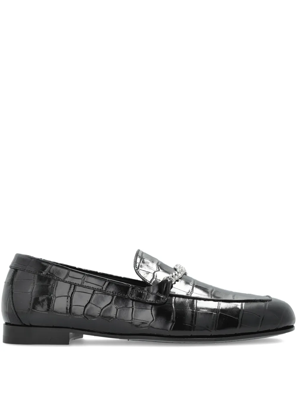 Versace crocodile-embossed chain-detail loafers Black
