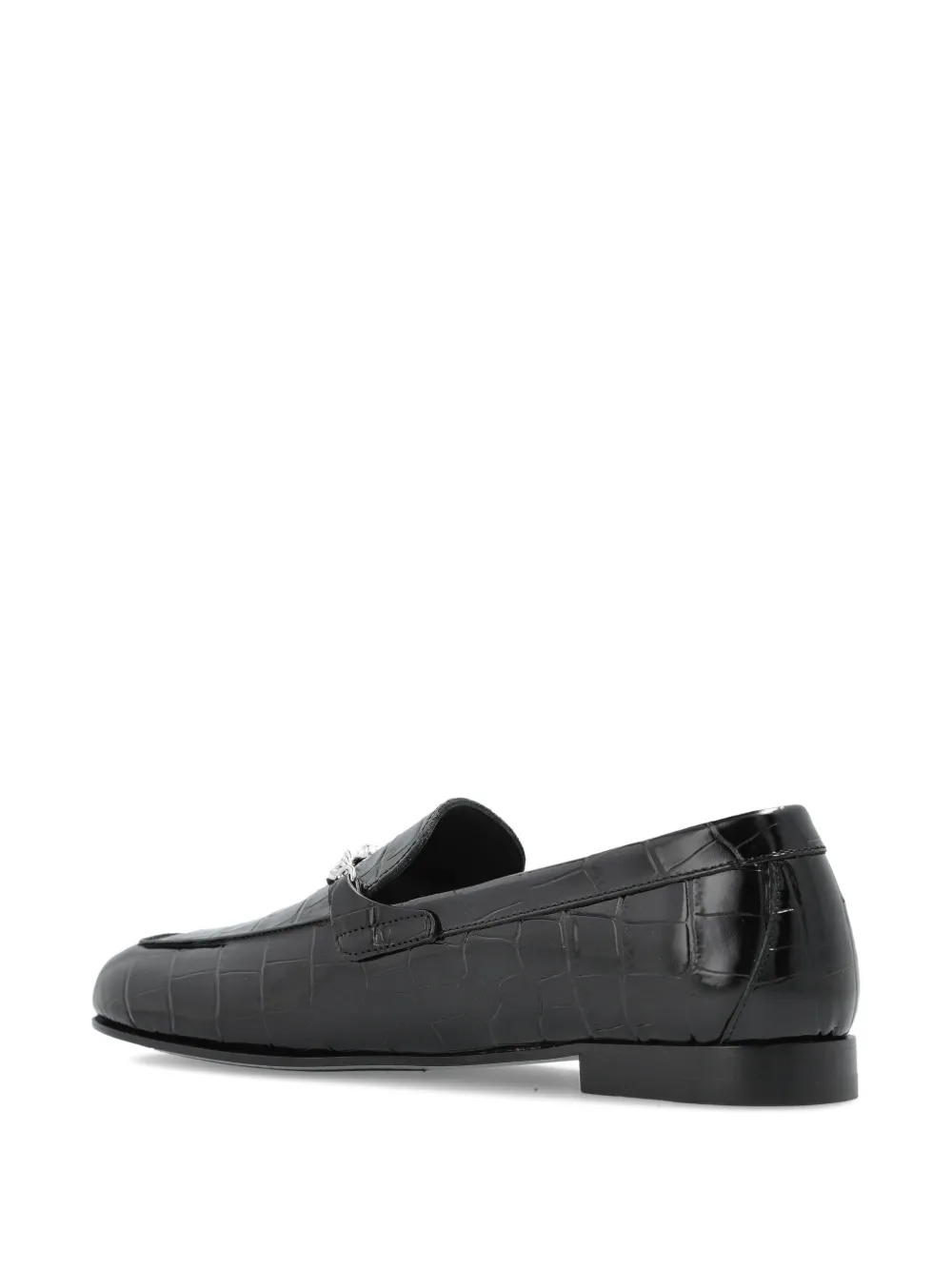 Versace crocodile-embossed chain-detail loafers Black