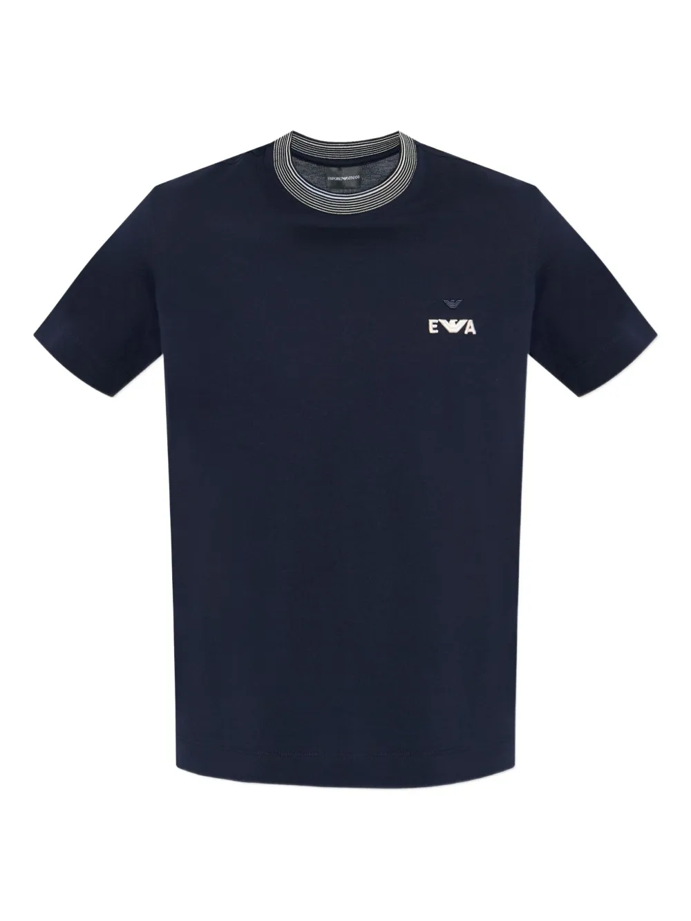 Emporio Armani logo ribbed-collar T-shirt | Blue | Image 1