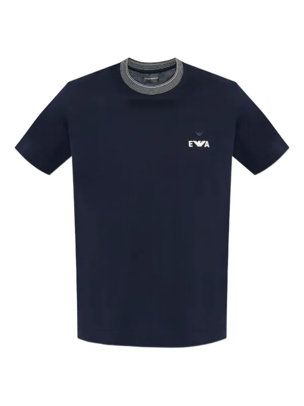 Emporio Armani リブカラーTシャツ | ブルー | FARFETCH JP