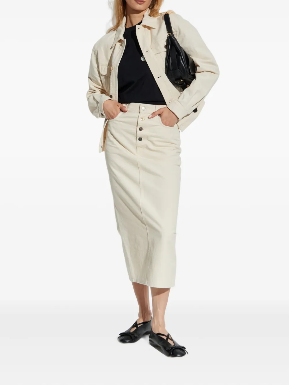 Moschino button-fastening denim skirt Beige