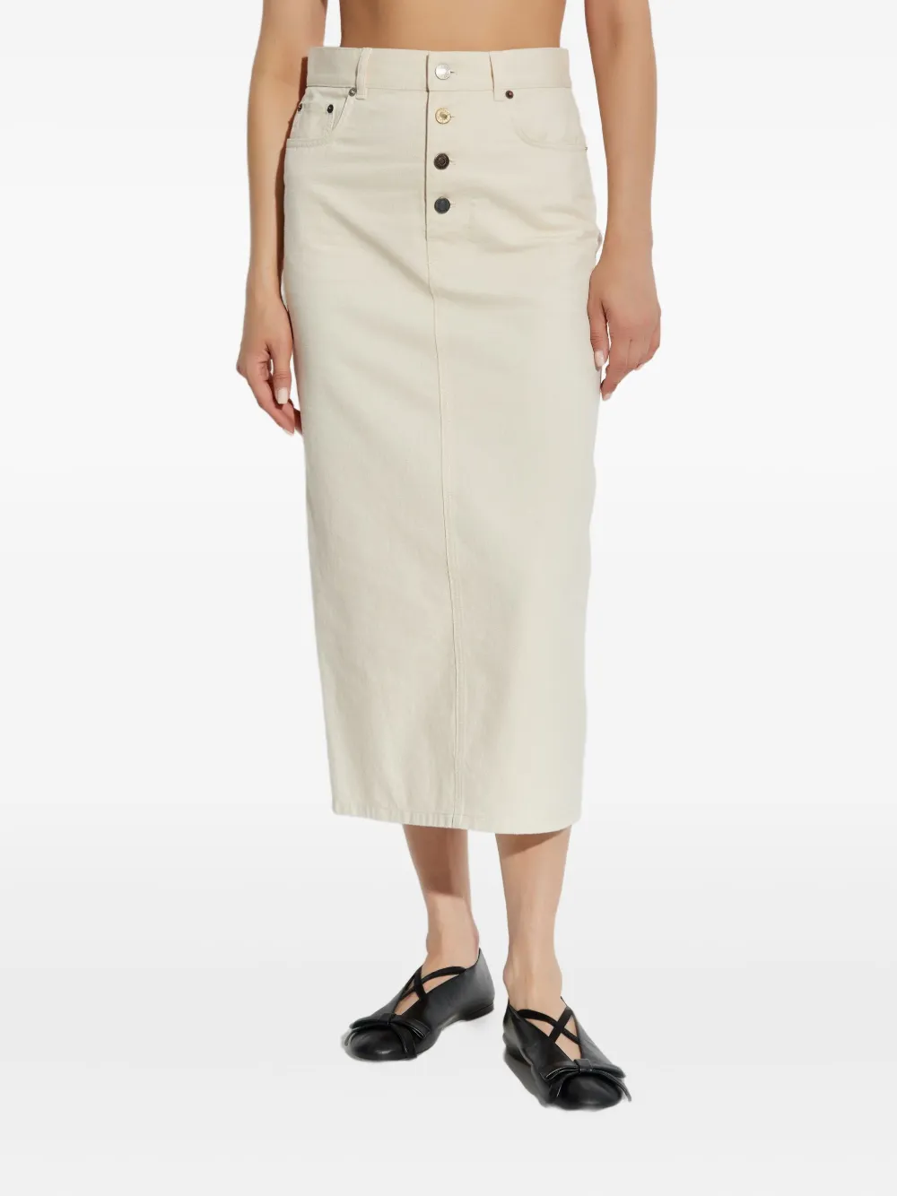 Moschino button-fastening denim skirt Beige