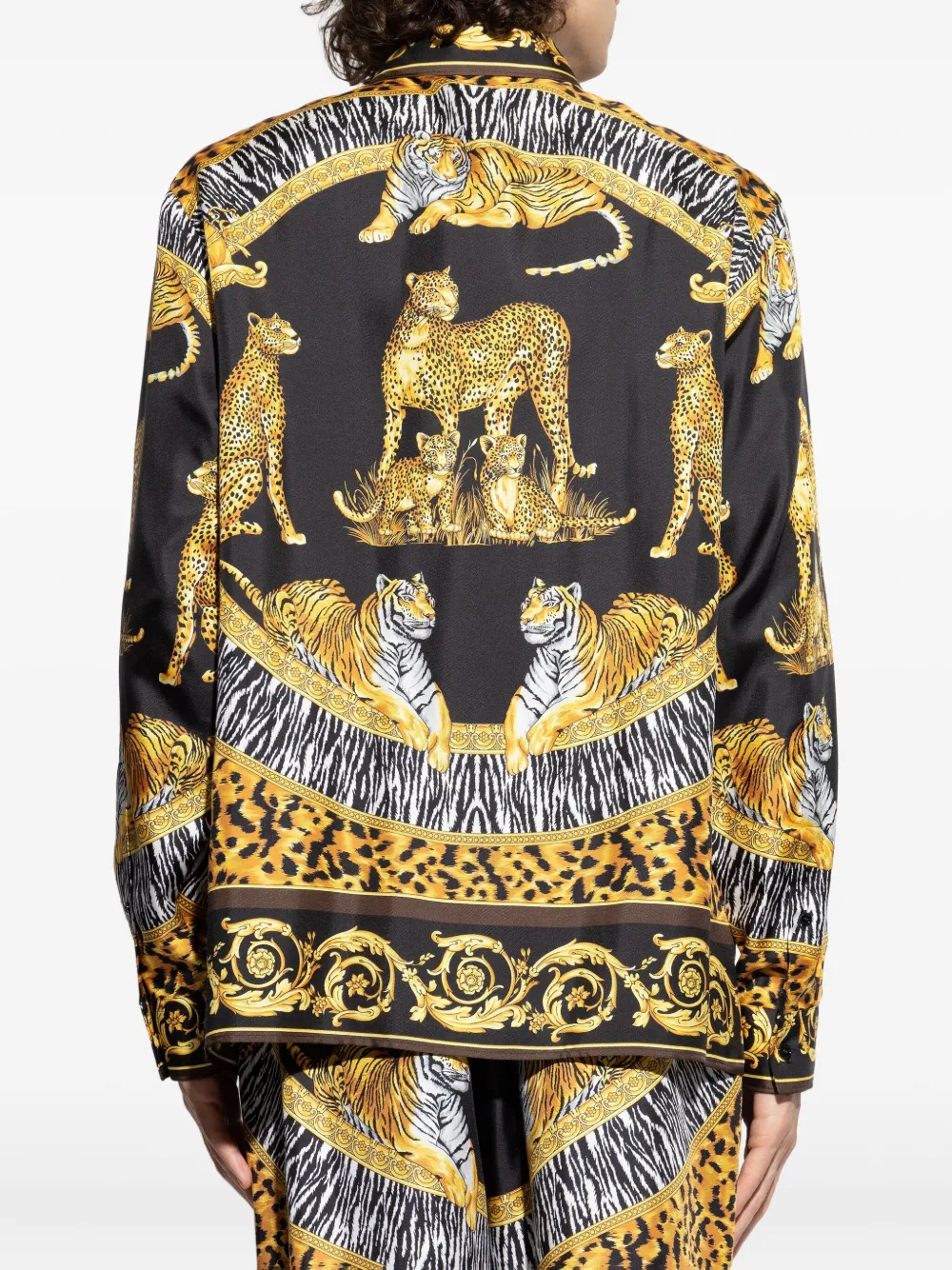 Versace Tiger overhemd met luipaardprint Geel