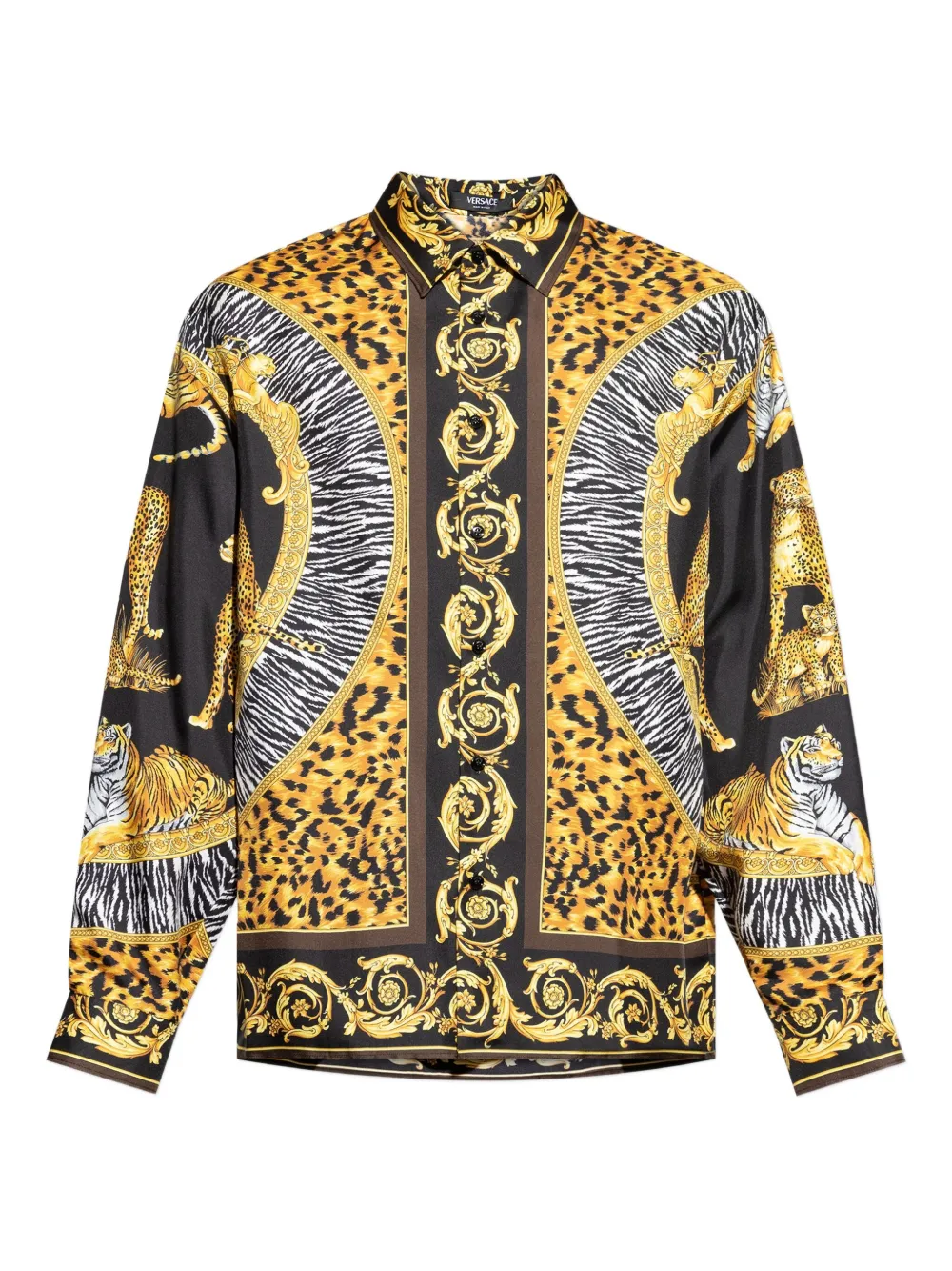 Versace tiger leopard baroque-print shirt | Yellow | Image 1