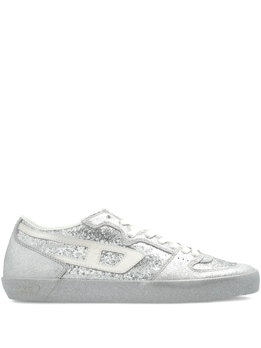 Diesel S-Leroji-D1 sneakers met vlakken en glitters Zilver