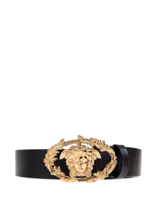 Versace バックル クレスト レザーベルト | ブラック | FARFETCH JP