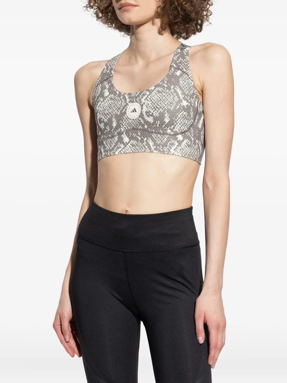 adidas by Stella McCartney racer-back snake-print sports bra Grijs