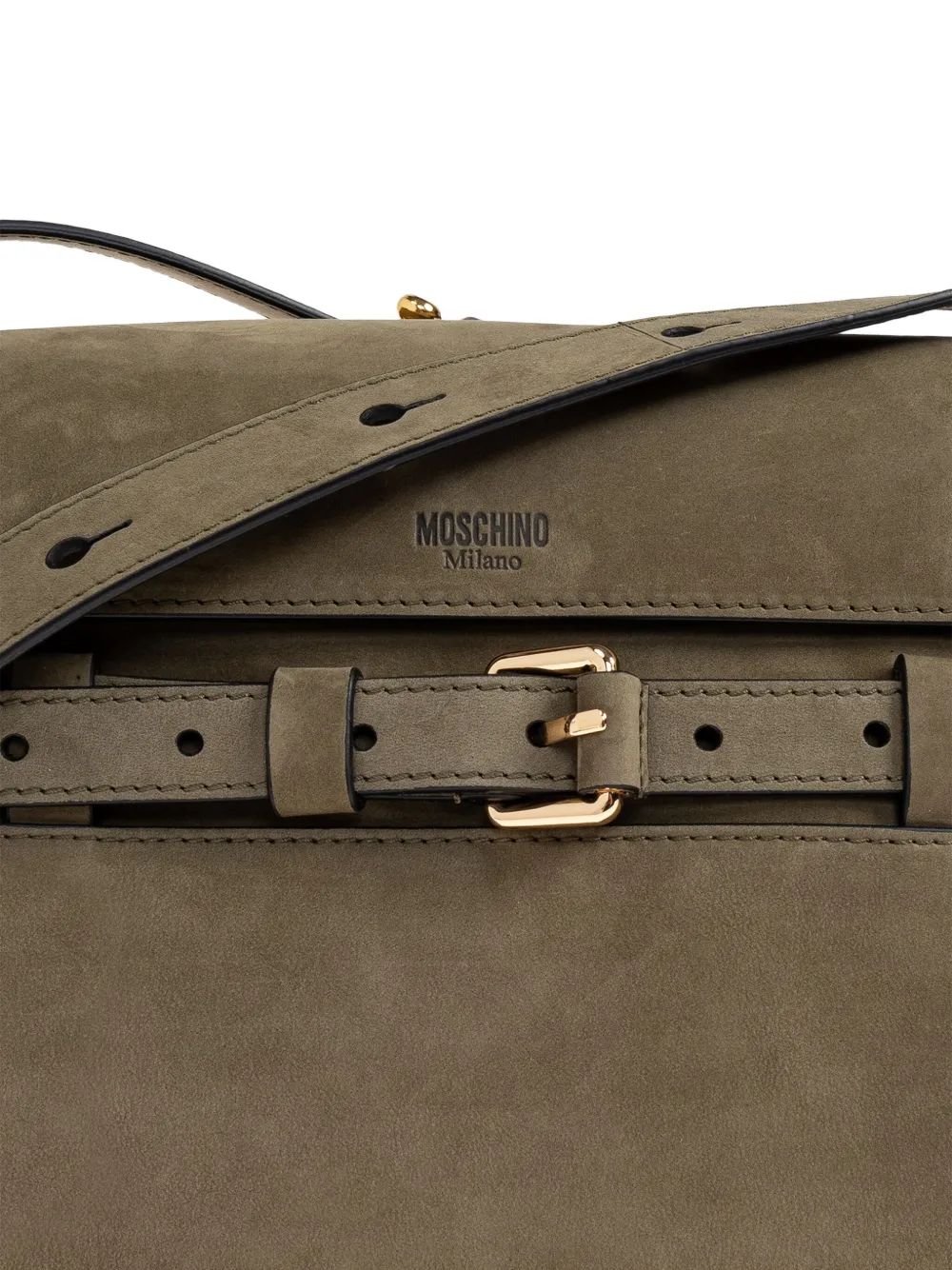 Moschino medium Tie Me suede crossbody bag Groen