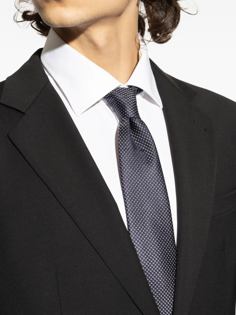 Giorgio Armani geometric-pattern silk tie Blauw