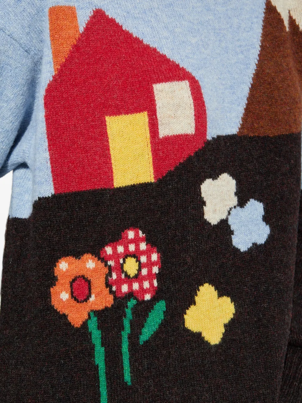 Moschino Shetland Wool Sweater With Landscape Intarsia In Multi