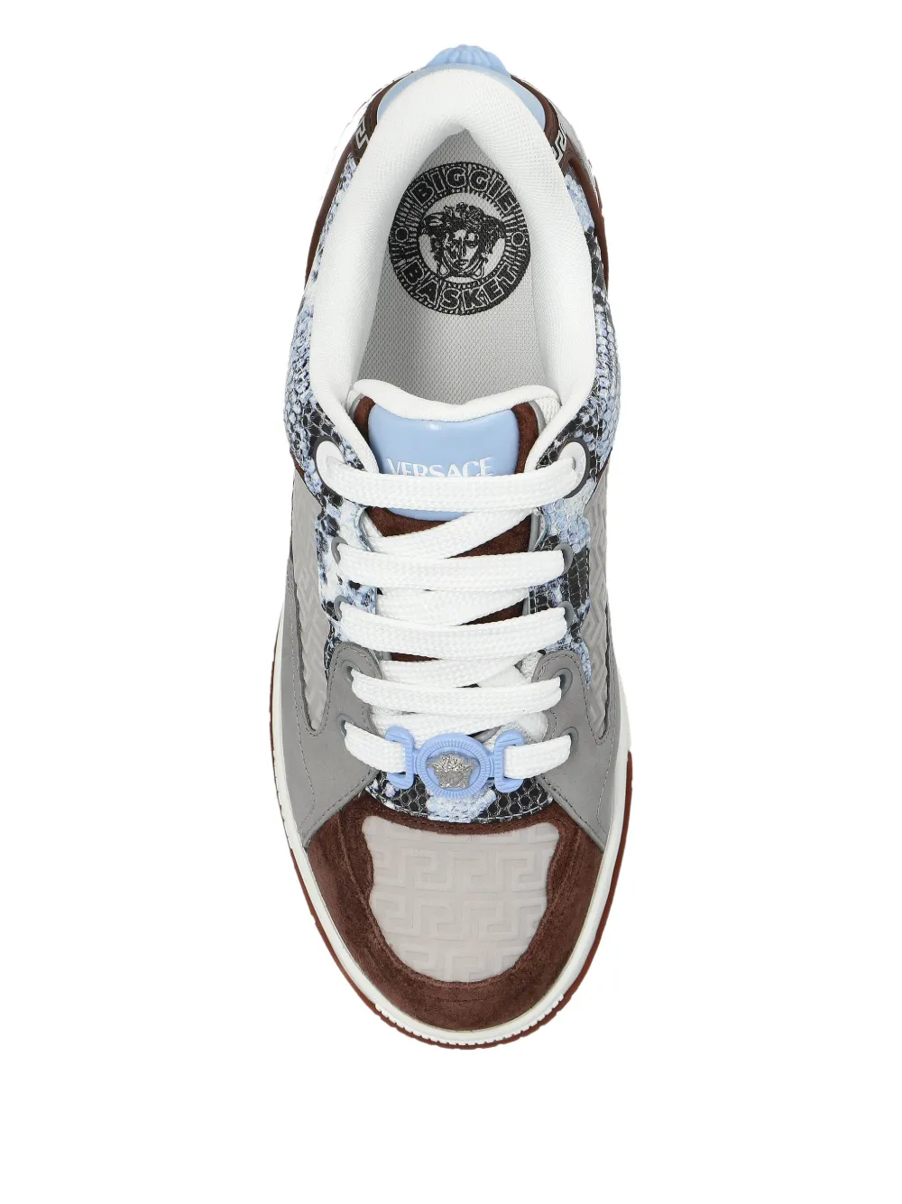 Versace Greca snakeskin-effect sneakers Grey