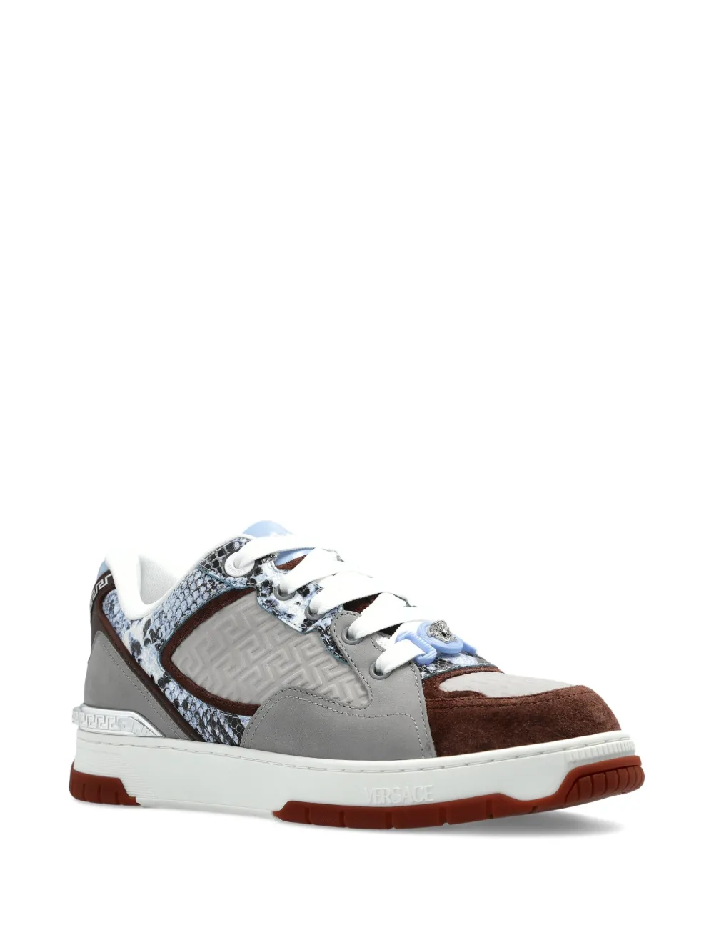Versace Greca snakeskin-effect sneakers Grey