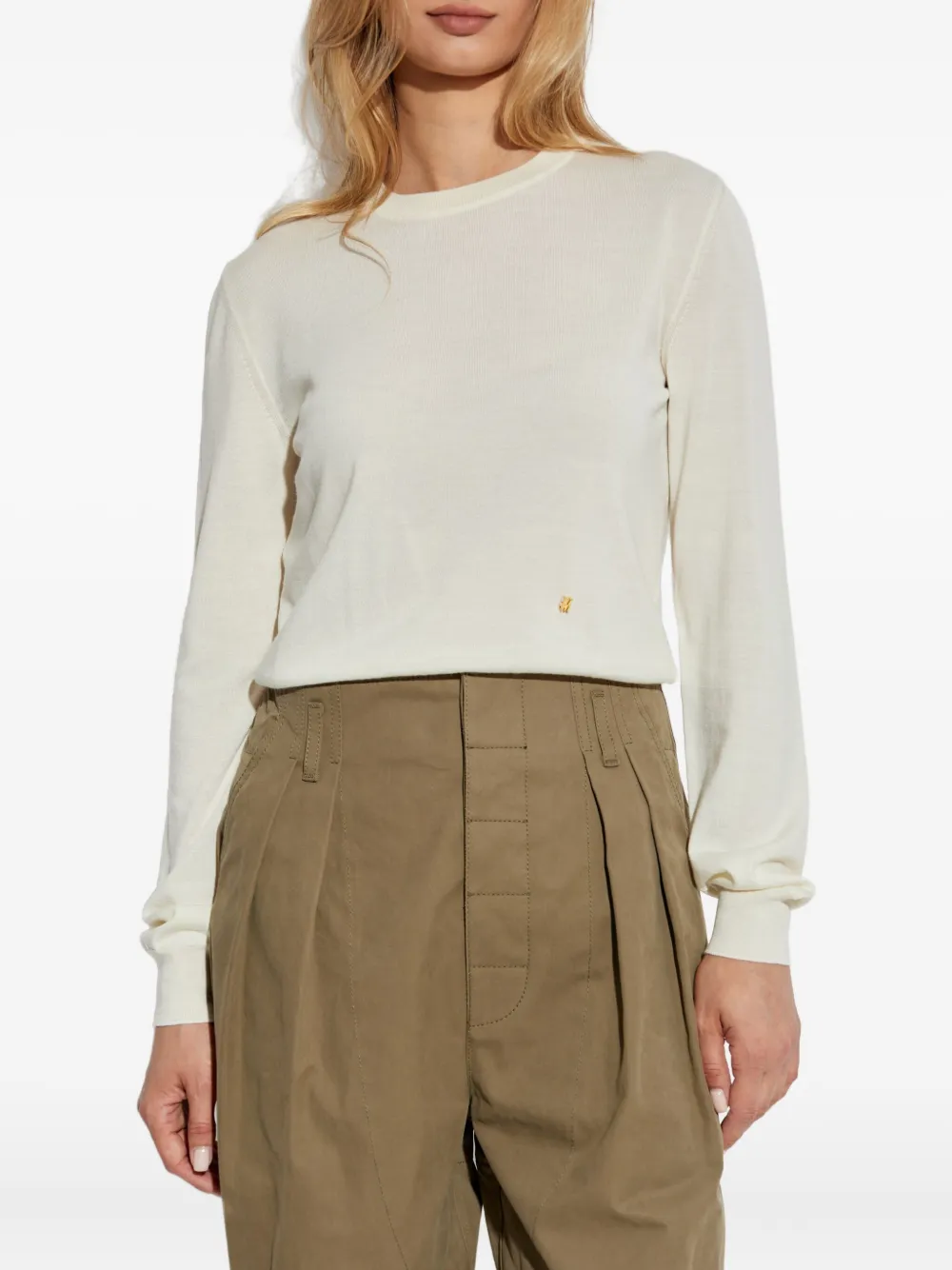 Moschino logo-detail wool sweater Beige