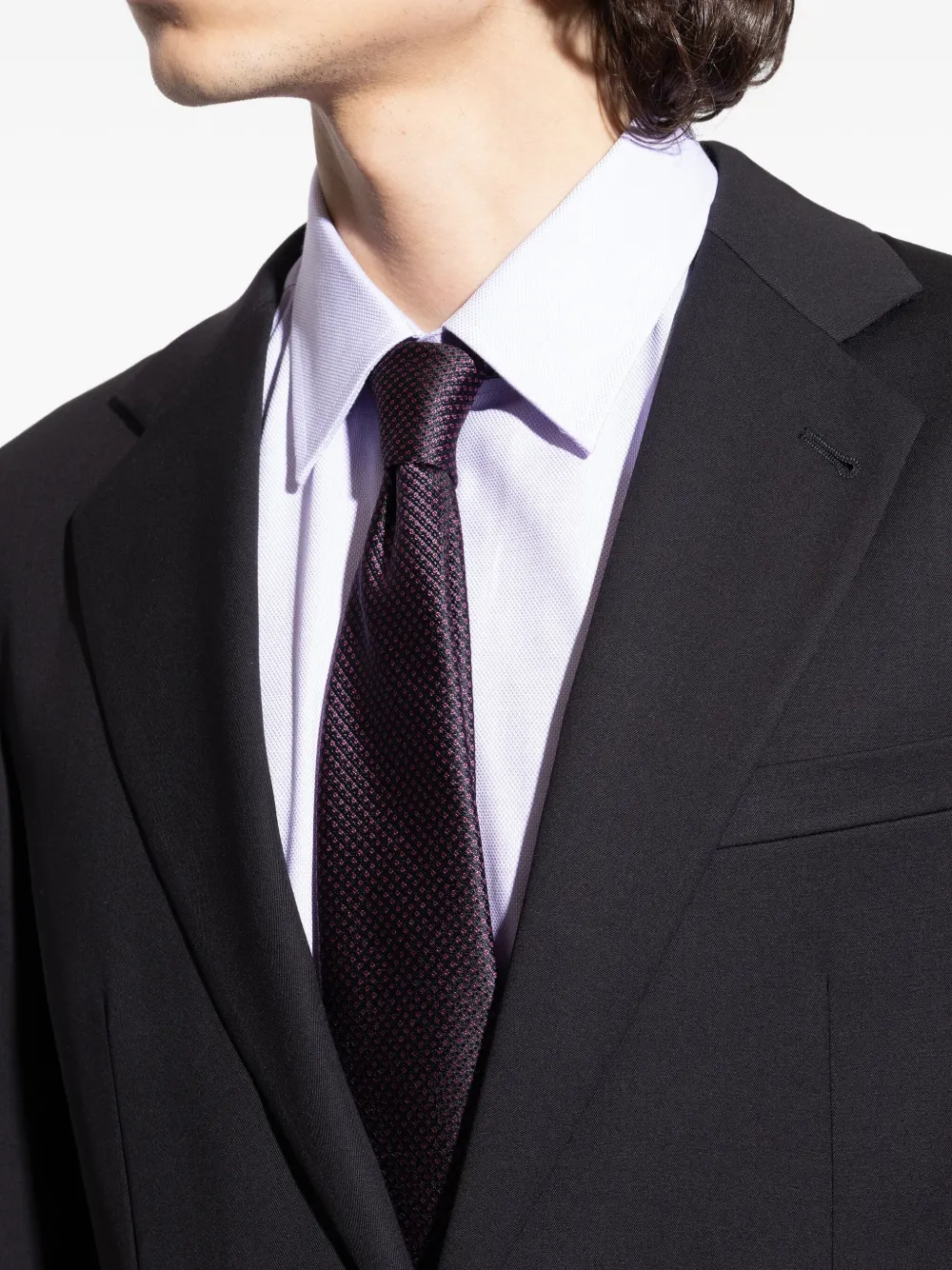 Giorgio Armani micro-pattern silk tie Zwart