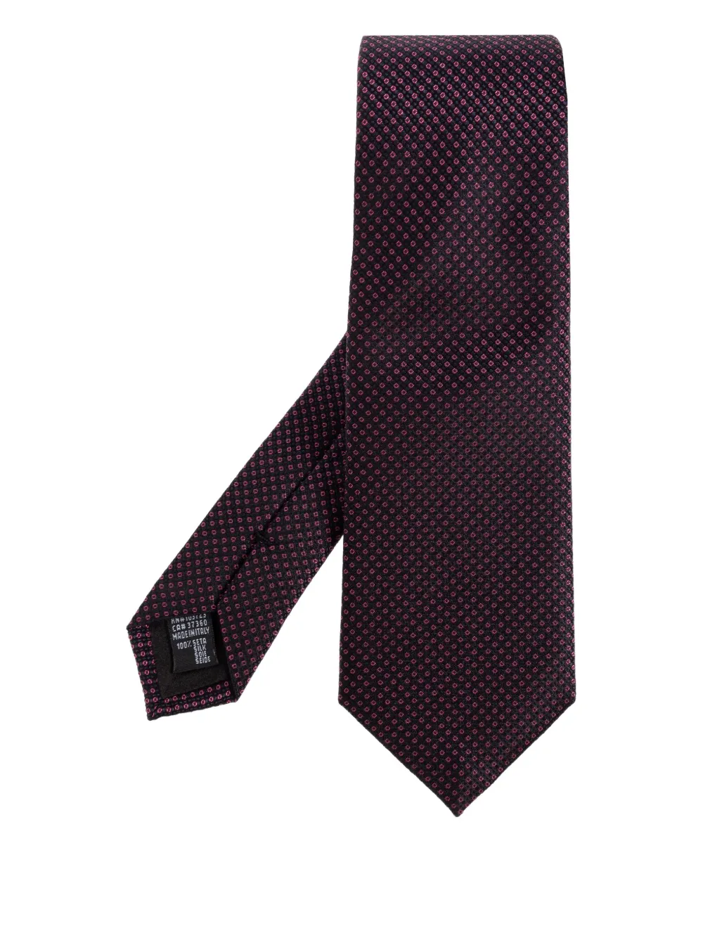 Giorgio Armani micro-pattern silk tie Zwart