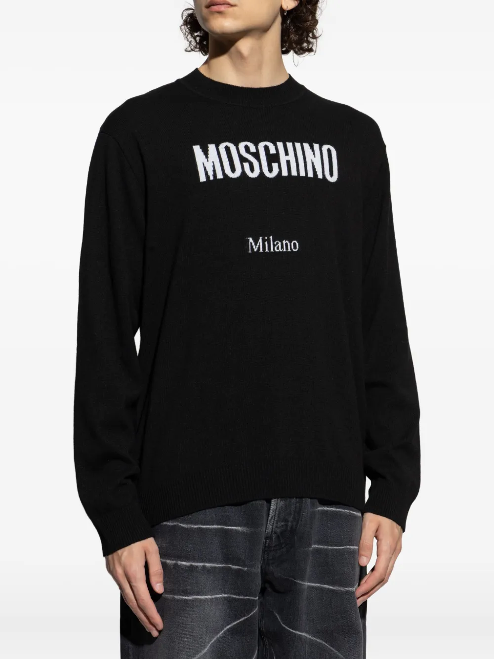Moschino Trui met Milano-logo Zwart