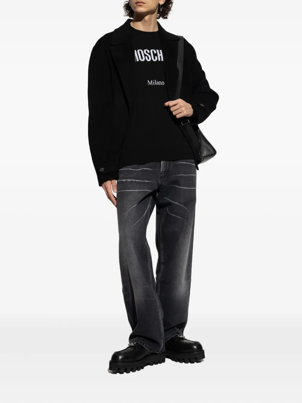 Moschino Trui met Milano-logo Zwart
